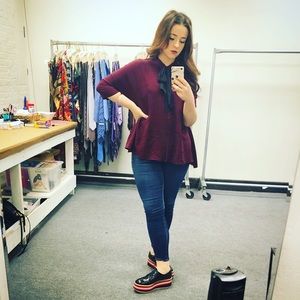 Zara Button Front Shirt with Pussybow